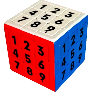 The Sliding 3x3x3 as a mass produced puzzles, inluding numbered tiles. 